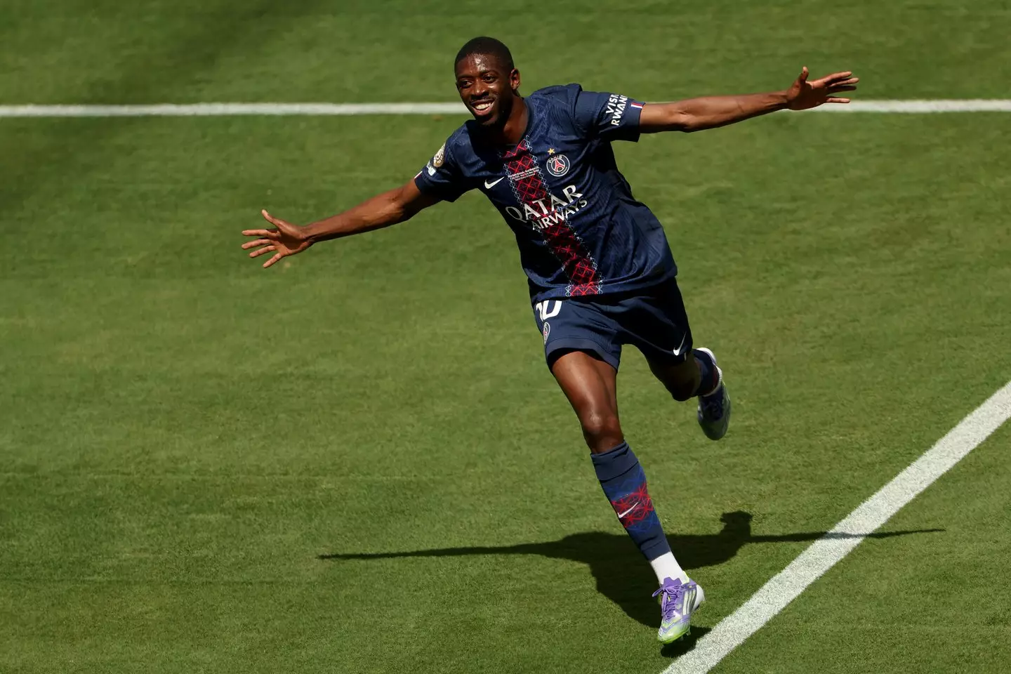 Ousmane Dembele celebrates scoring a goal at the Club World Cup. Image: Getty