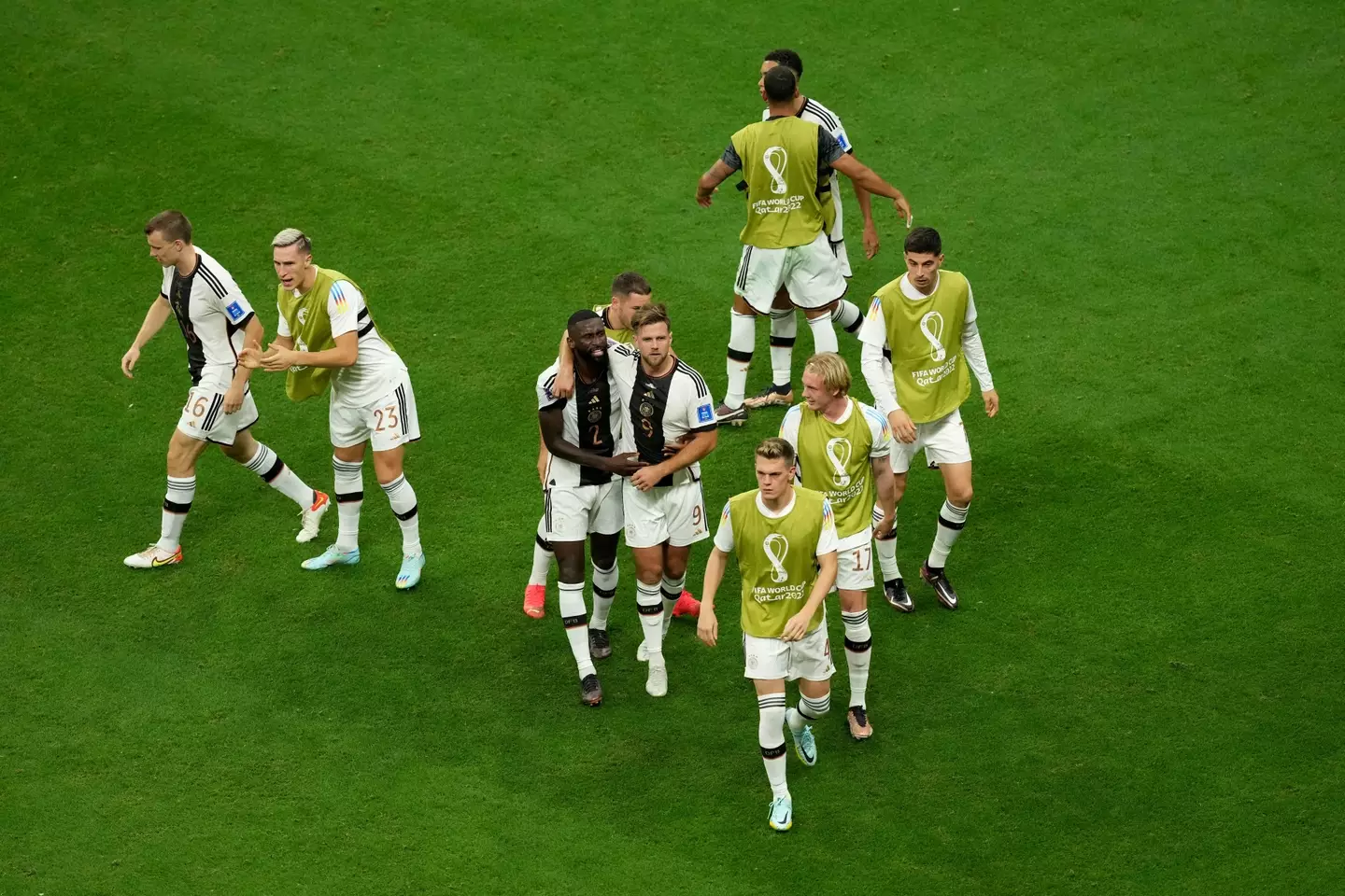 Germany celebrate their goal vs Spain. Image: Alamy