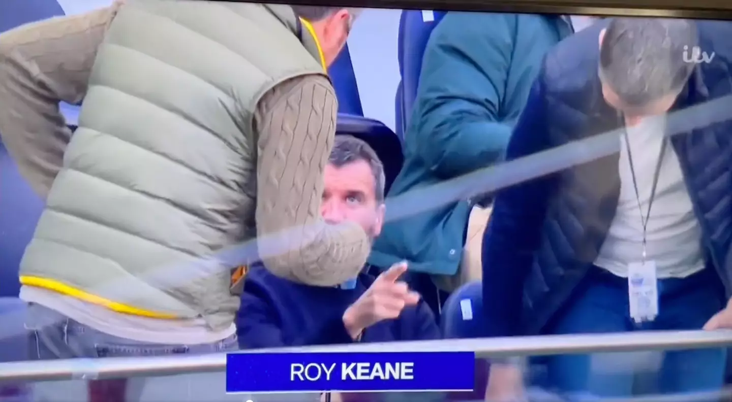 Roy Keane was not impressed with the fan as he attended the Green Bay Packers vs New York Giants match.