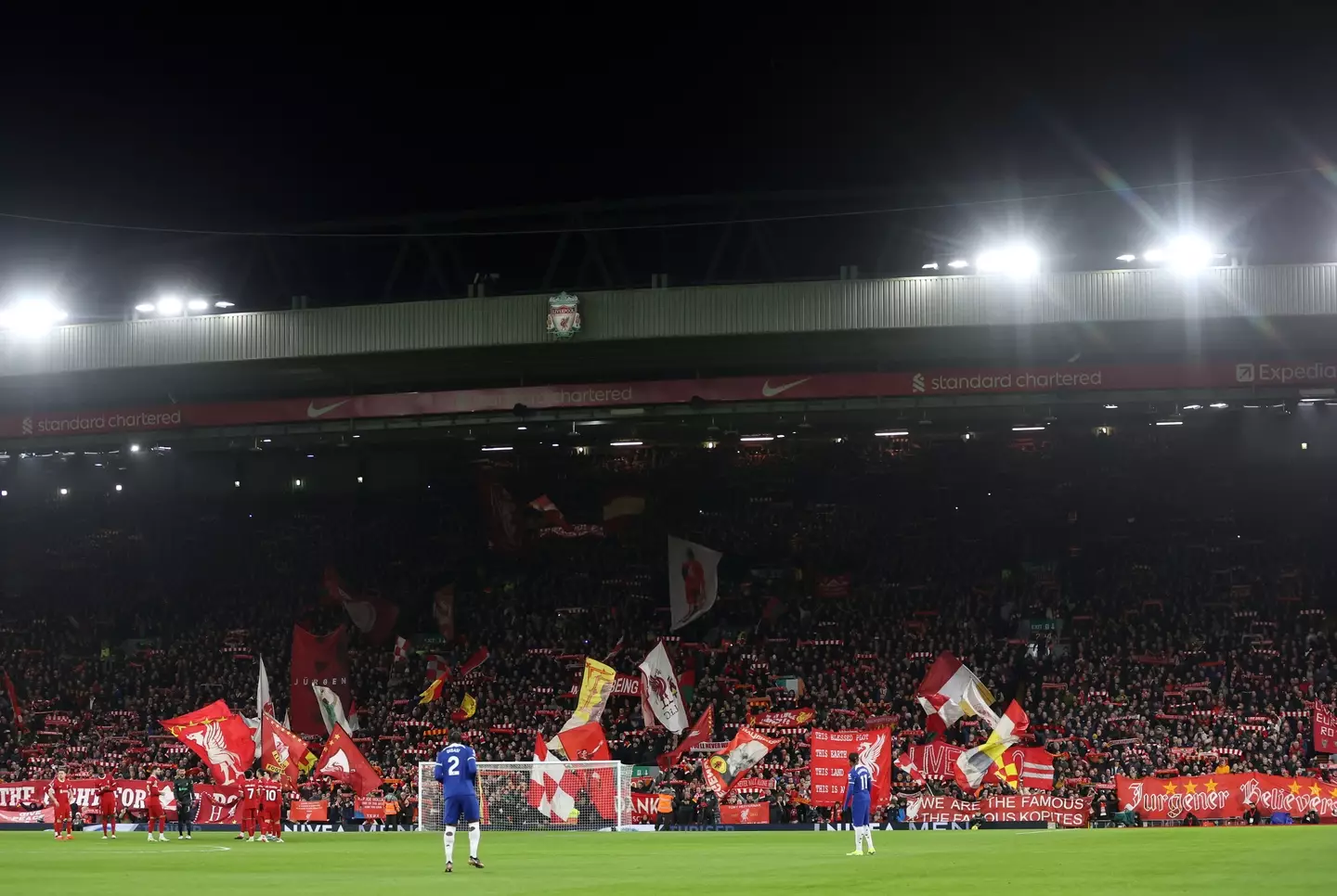 The Kop end for Liverpool vs. Chelsea. Image: Getty