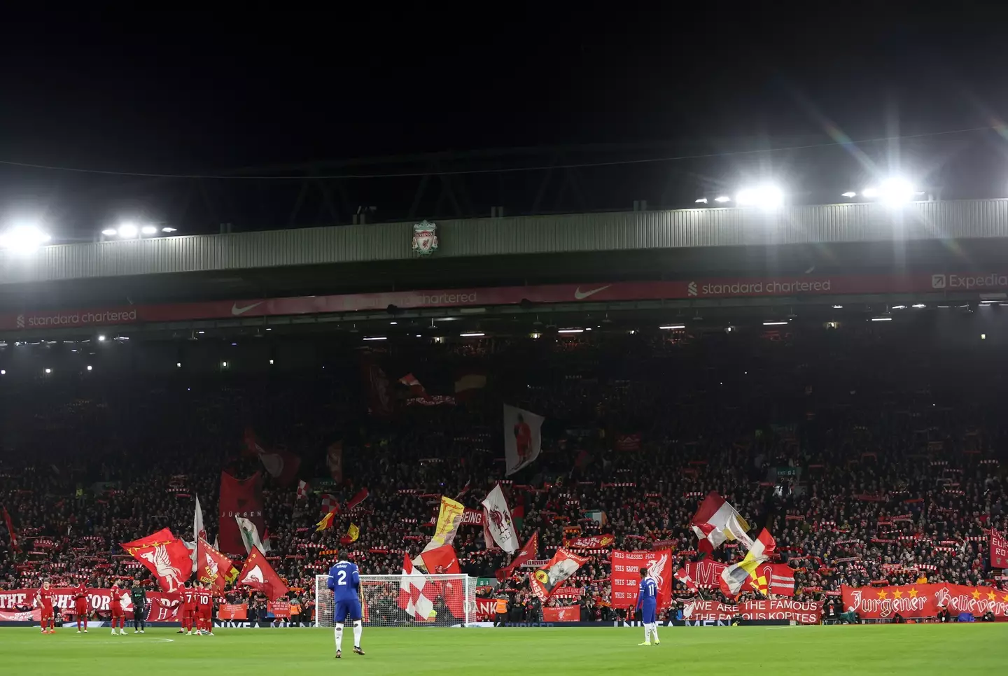 The Kop end for Liverpool vs. Chelsea. Image: Getty 