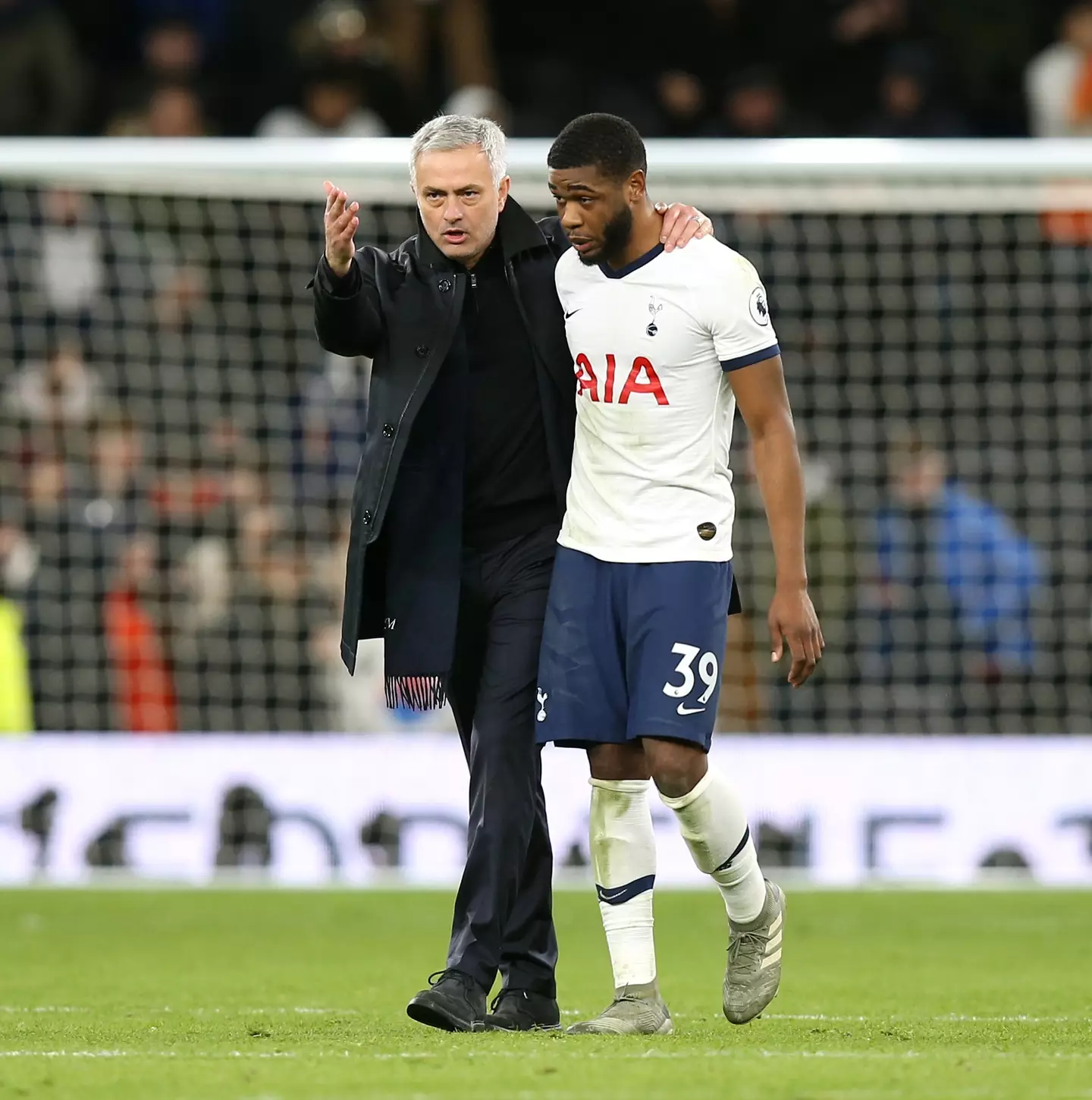 Jose Mourinho with Japhet Tanganga.