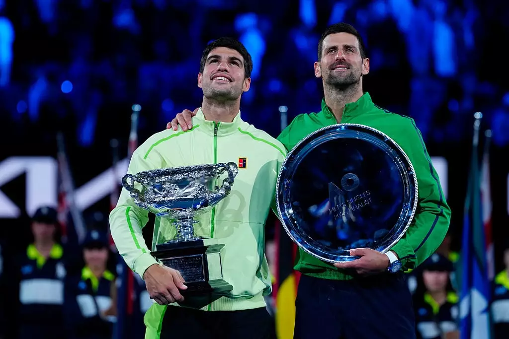 Alcaraz beat Novak Djokovic to win the Australian Open. (Image: Fred Lee/Getty Images)