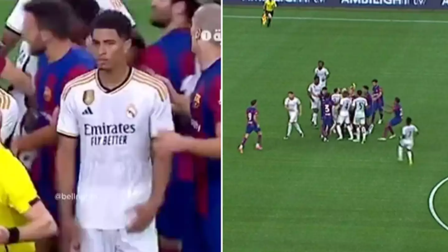 Fans react as 'confused' Jude Bellingham gets first taste of El Clasico bust-up