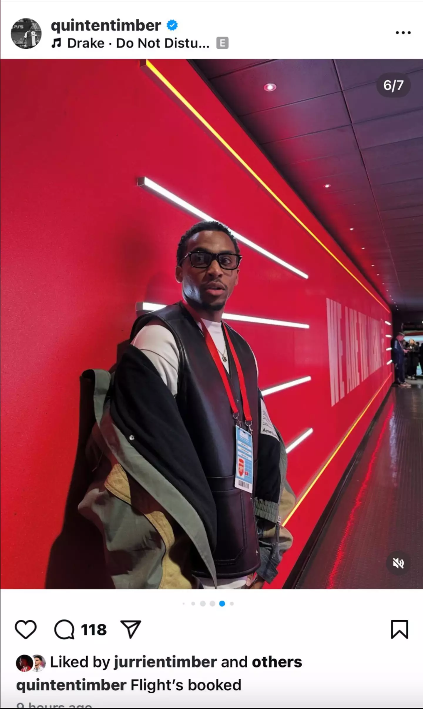 Quinten Timber pictured at Arsenal's Emirates Stadium (Image: Instagram/@quintentimber)