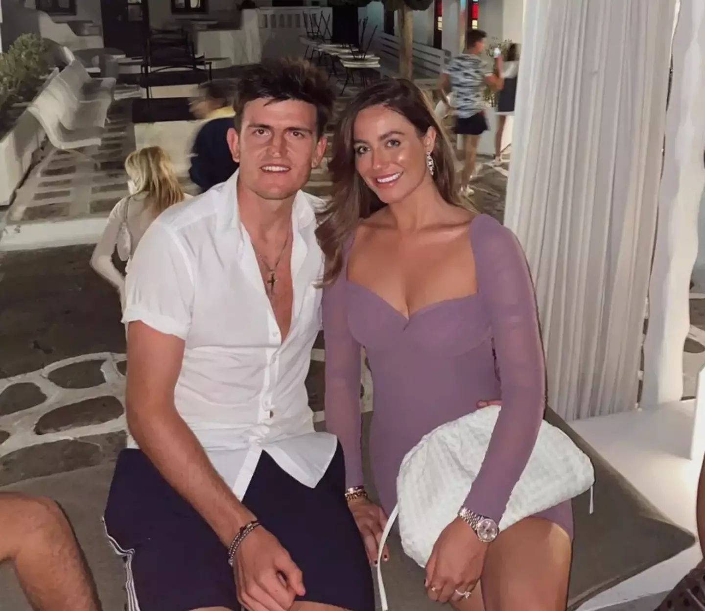 Harry Maguire and partner Fern Hawkins enjoyed a holiday in Mykonos. Image: Instagram/@_fernhawkins