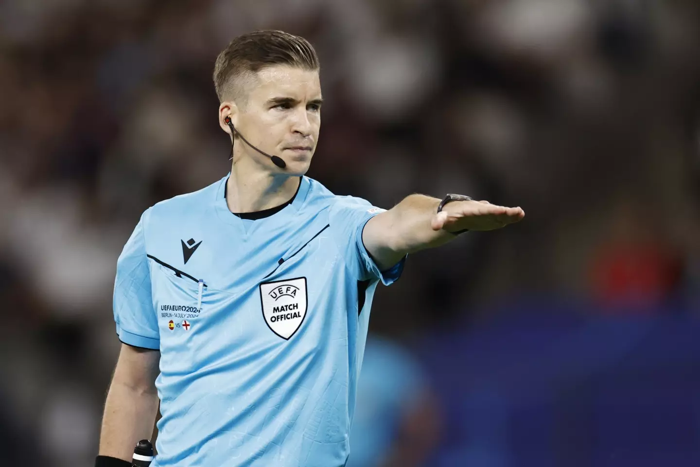 Francois Letexier during the Euro 2024 final. Image: Getty
