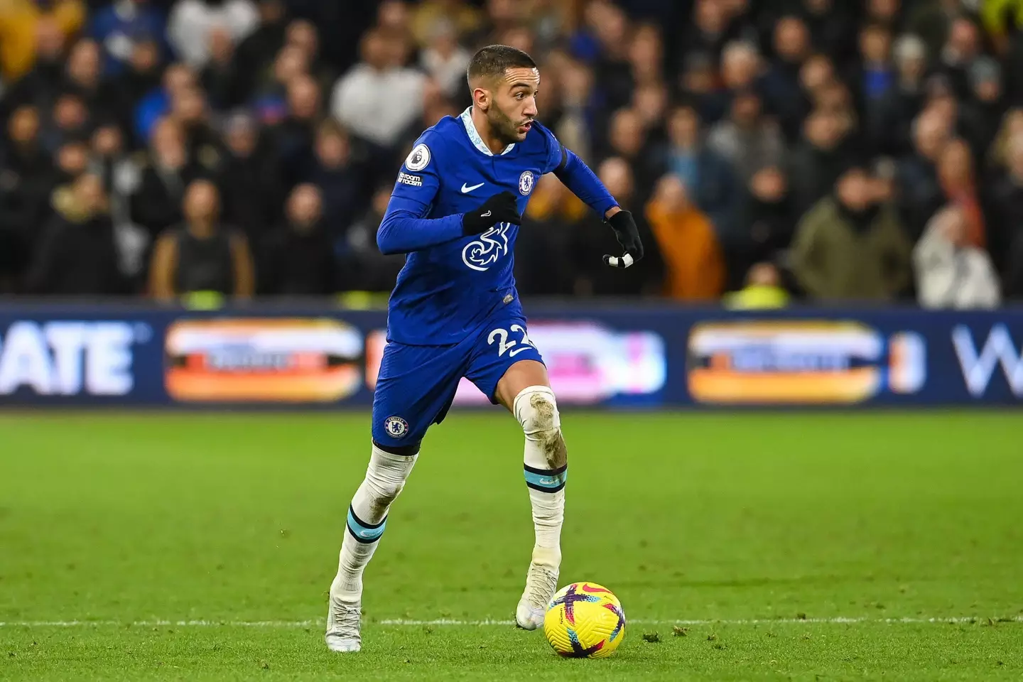 Hakim Ziyech in action for Chelsea. Image: Alamy 