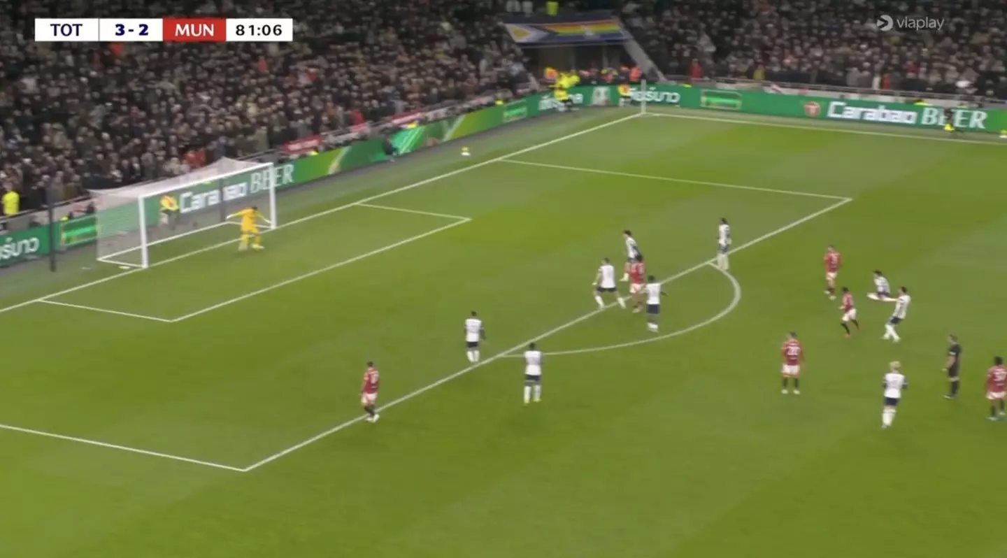 Fraser Forster made an unusuals ave from distance with his feet. Image: Viaplay