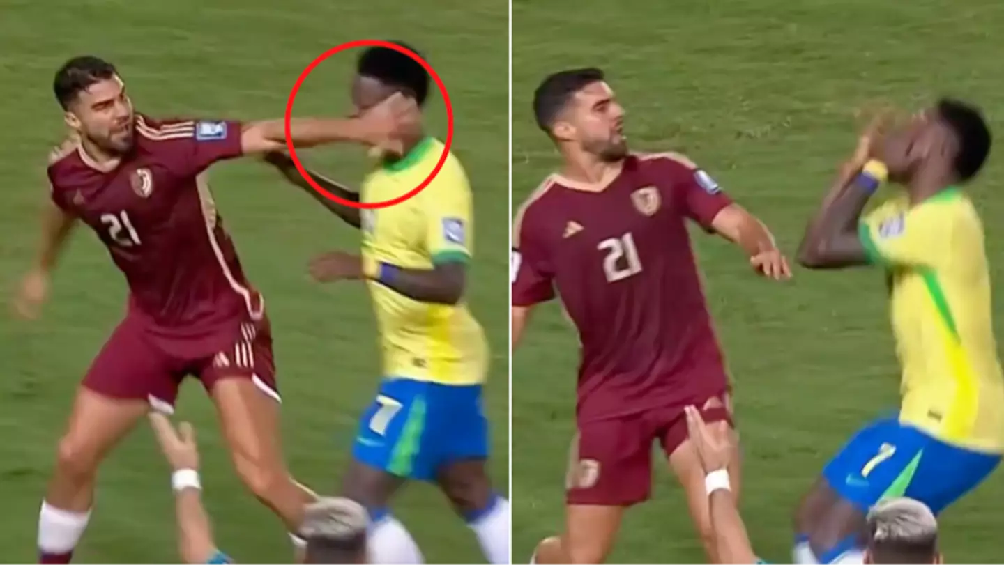 Venezuela produce 'world class s***housery' as sprinklers go off after player is shown red for Vini Jr slap