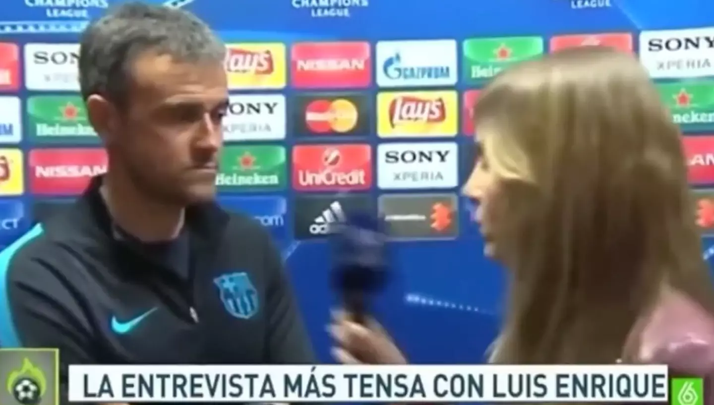 Luis Enrique's initial spiky interview happened in 2016. Image: Jugones / La Sexta