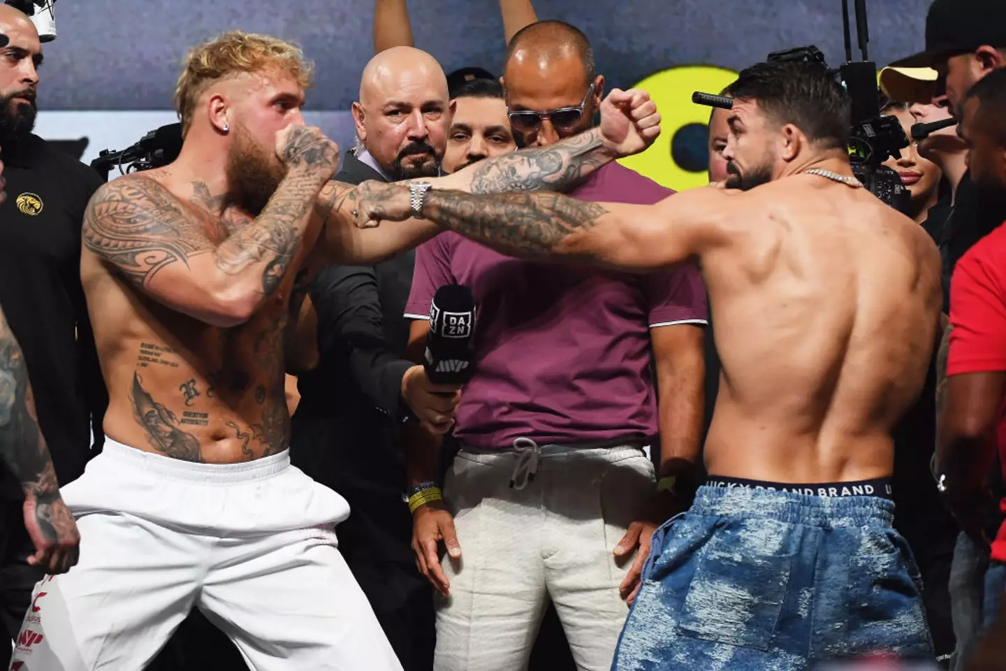 Jake Paul and Mike Perry squarenoff for their Cruiserweight fight at Amalie Arena in 2024 (Image: Getty)