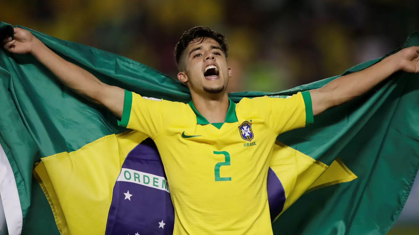 Yan Couto in action for Brazil's youth team.