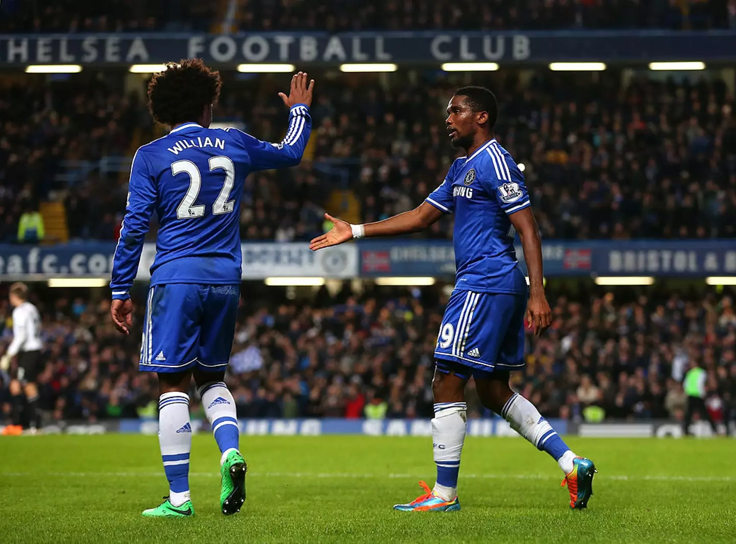Willian and Samuel Eto'o pictured playing for Chelsea (