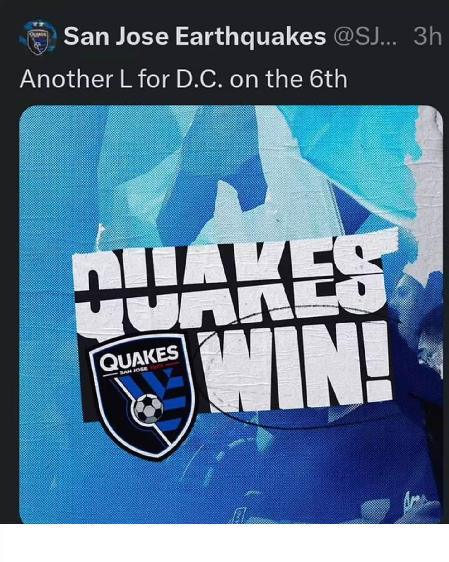 The San Jose Earthquakes quickly deleted their social media post referencing the attack on the US Capitol building. (Image: Daily Mail)