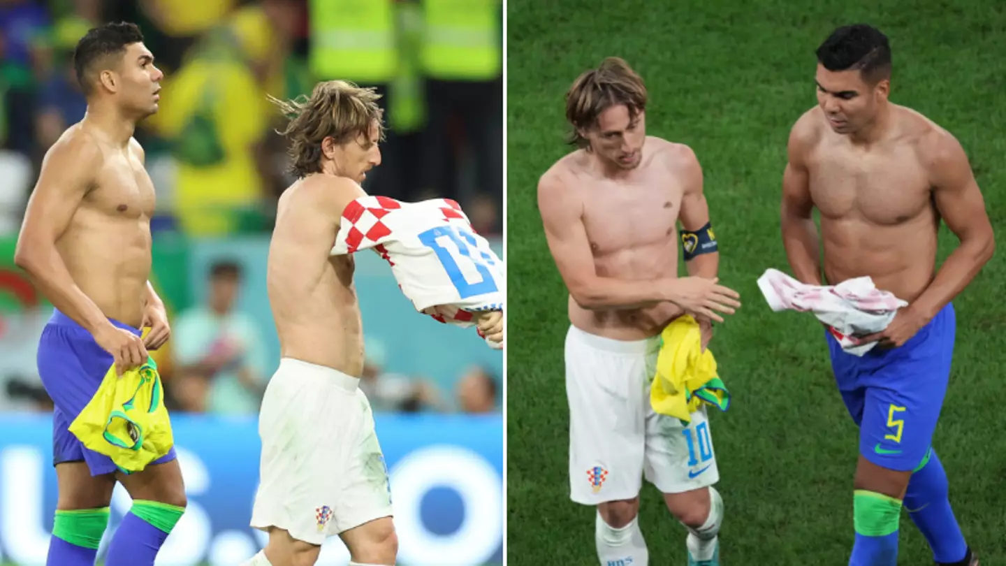 Luka Modric and Casemiro swap shirts at half-time of Croatia vs Brazil game, it's got people talking