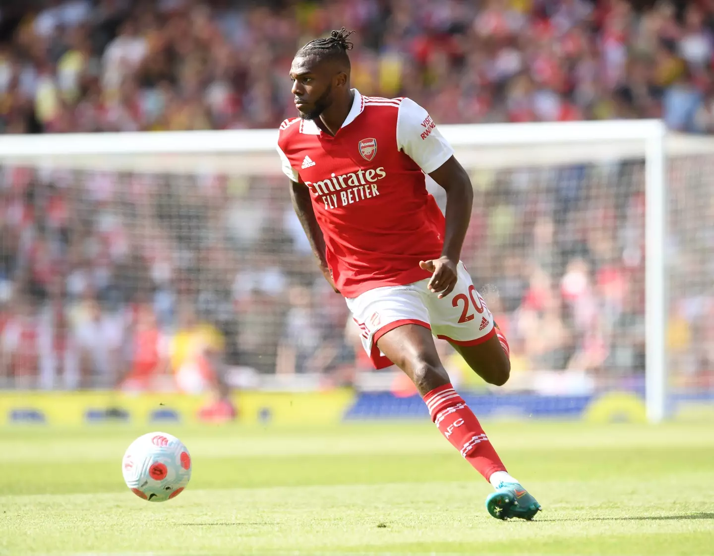 Nuno Tavares in action for Arsenal. Image Getty