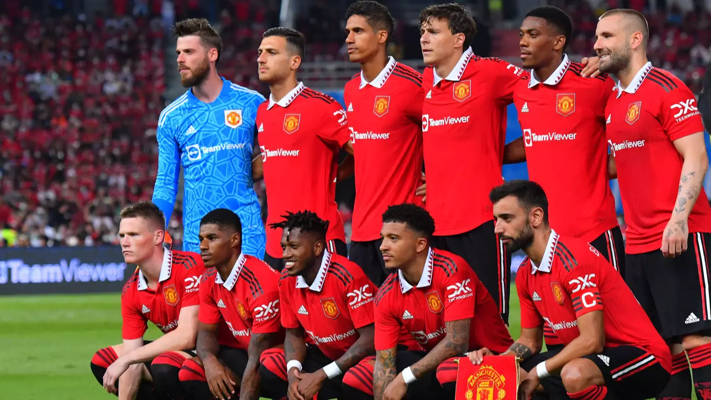 Manchester United donning their new home kit against Liverpool in Bangkok. (Alamy)