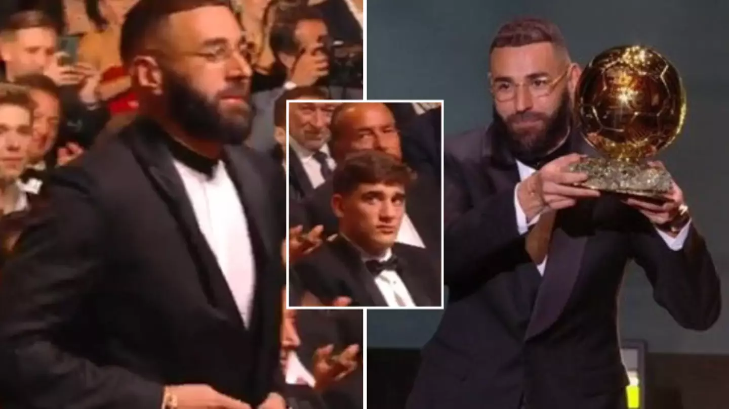 Fans noticed Gavi's salty reaction to Karim Benzema's Ballon d'Or