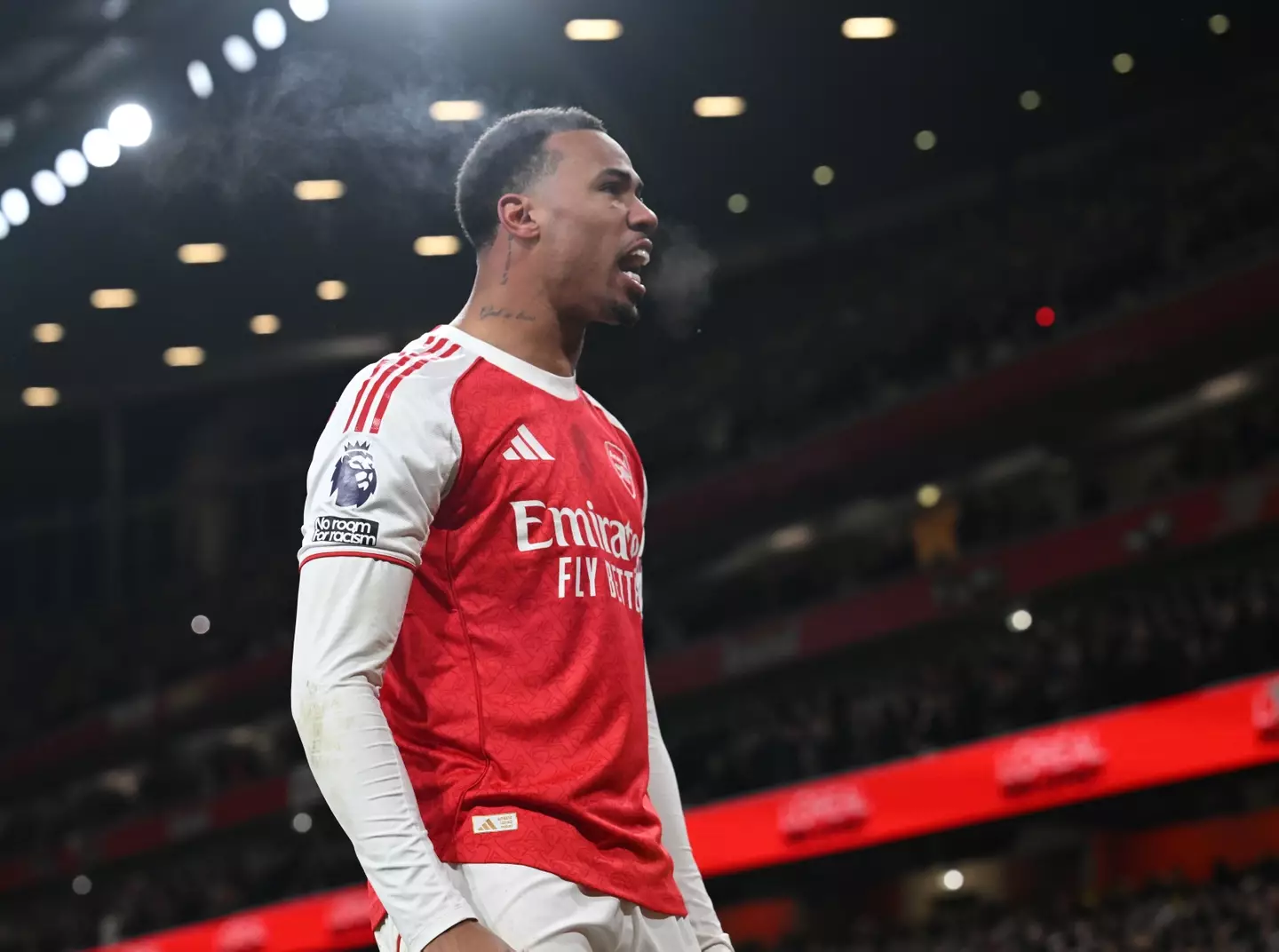 Gabriel celebrating the opening goal vs Aston Villa (credit: getty)