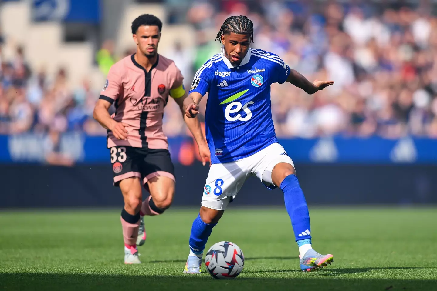Andrey Santos in action for Strasbourg. Image: Getty