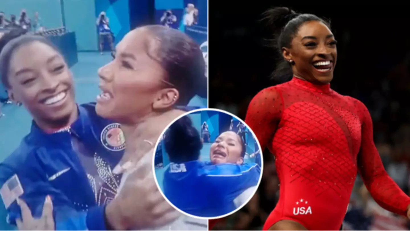Footage emerges of Simone Biles' reaction to teammate winning bronze medal in final Olympics event and it speaks volumes