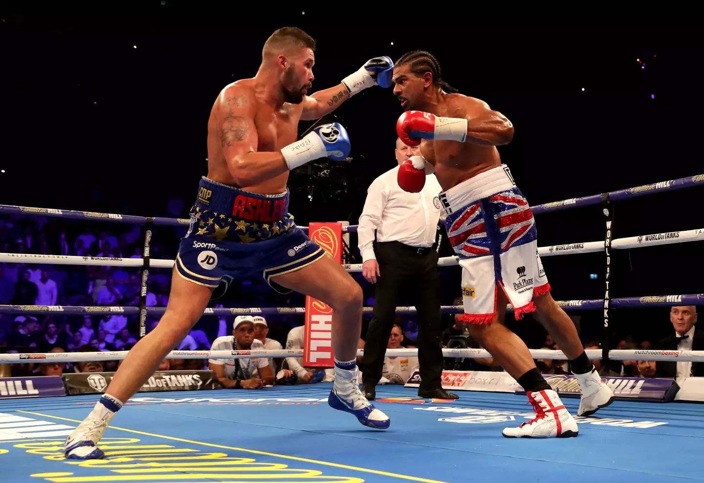 Tony Bellew and David Haye during their rematch. Image: Getty