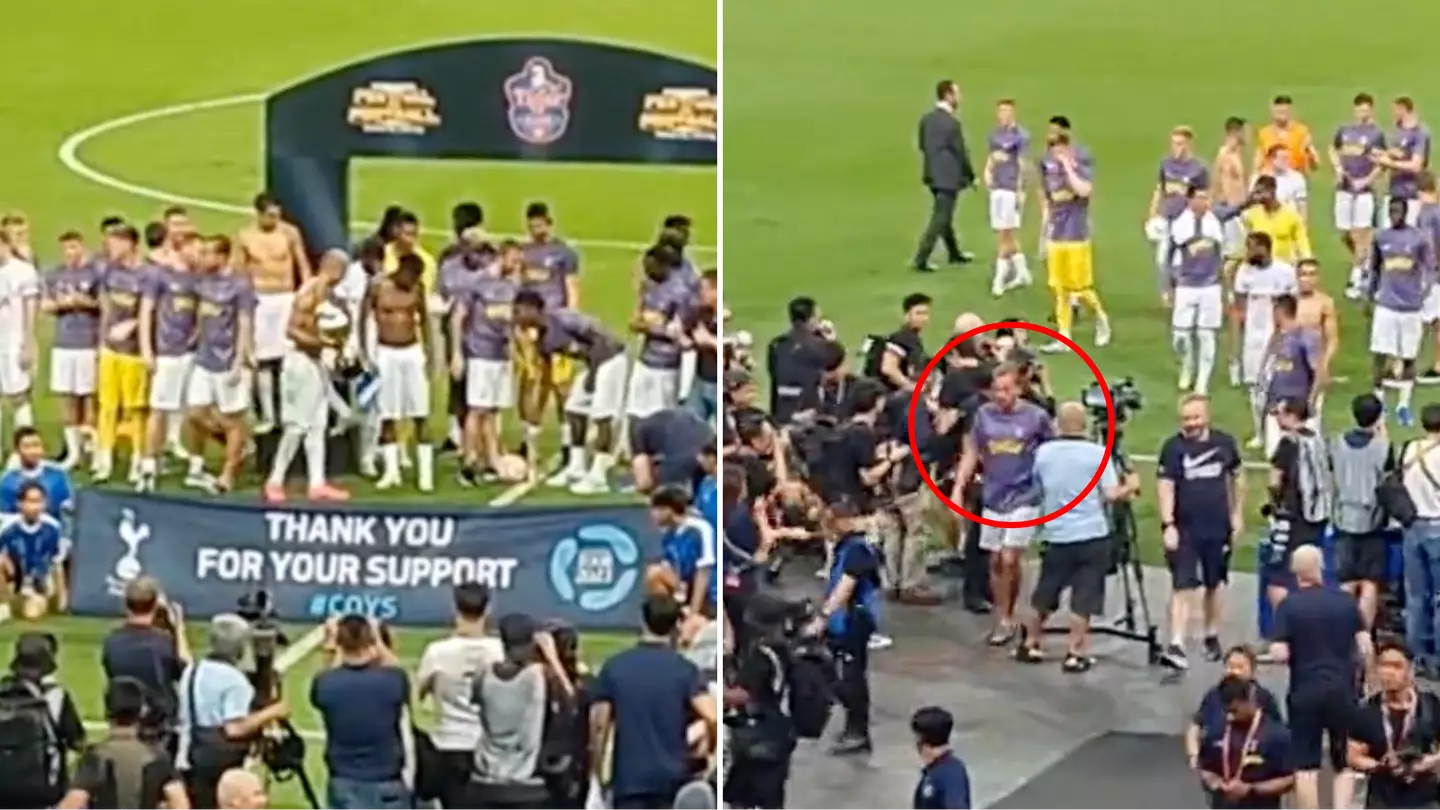Fans notice Harry Kane's reaction immediately after Spurs lift the Tiger Cup during trophy ceremony