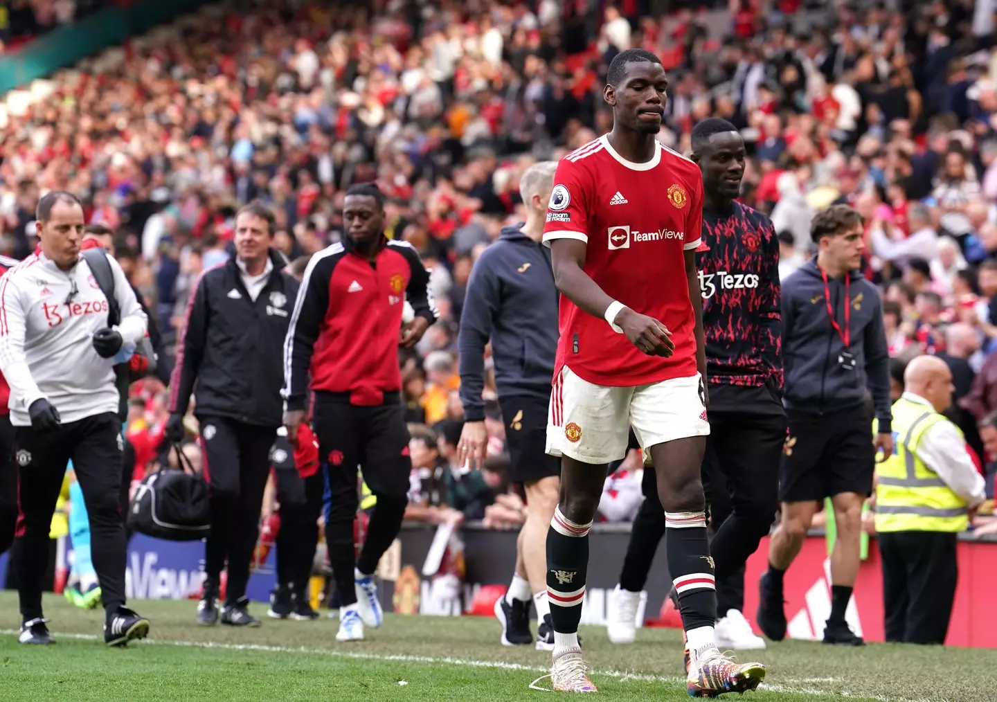 Pogba was booed again as he headed towards the tunnel at the end of the match (Image: PA)