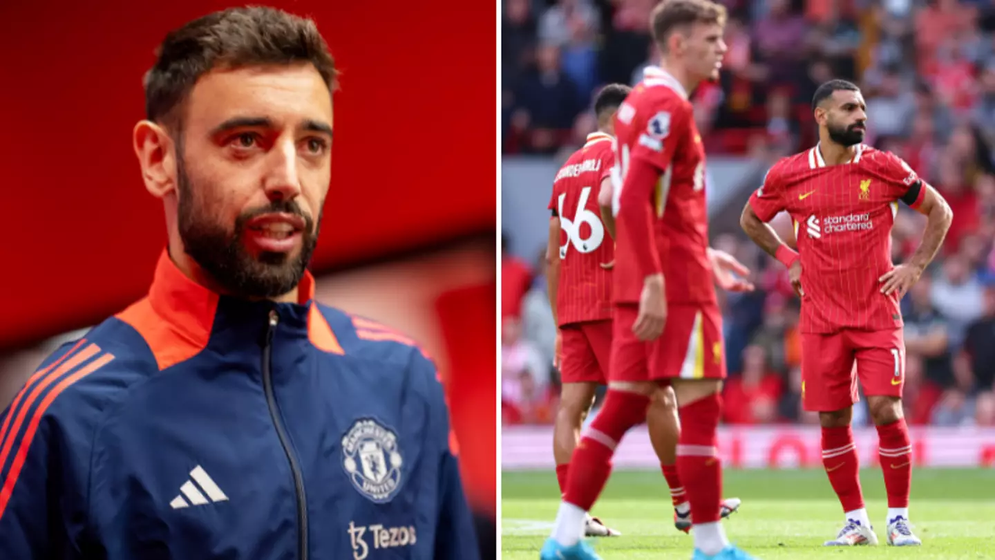 Bruno Fernandes reacts to Liverpool's defeat against Nottingham Forest, he's absolutely loving it