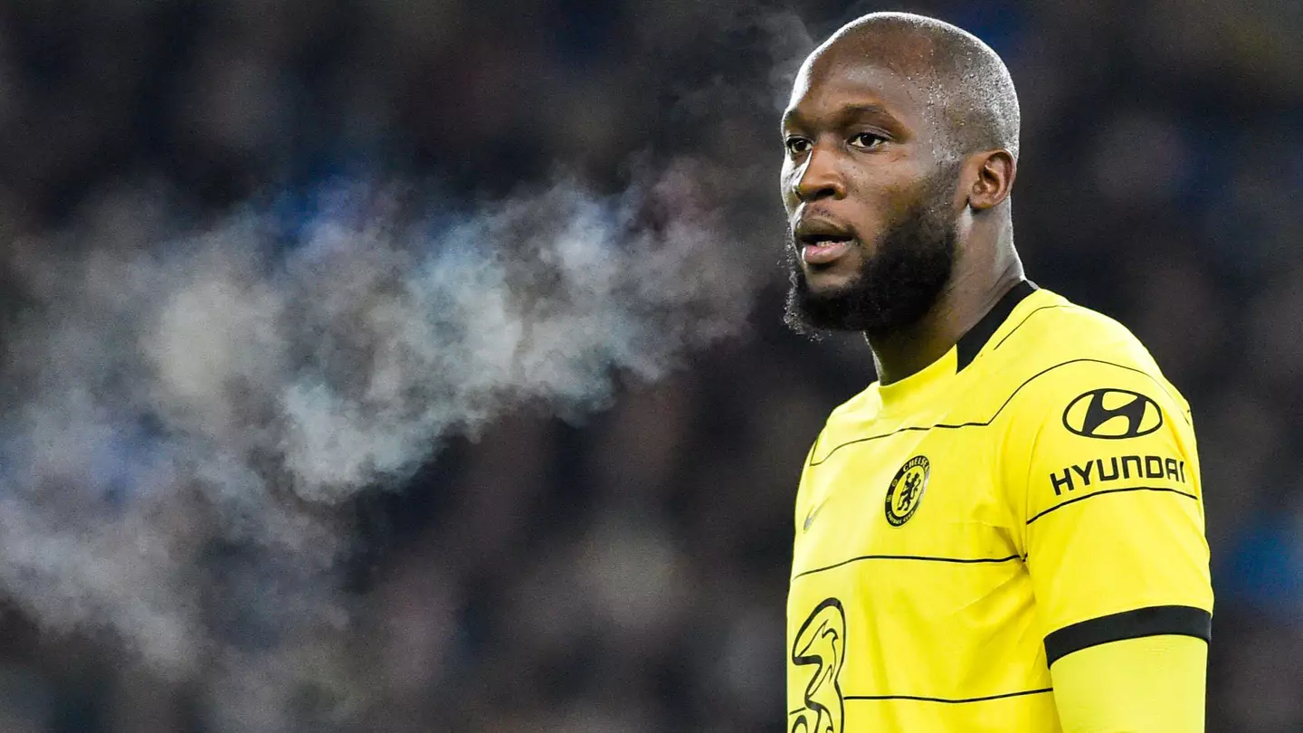 Romelu Lukaku of Chelsea blows out steam during the Premier League match between Brighton & Hove Albion and Chelsea. (Alamy)