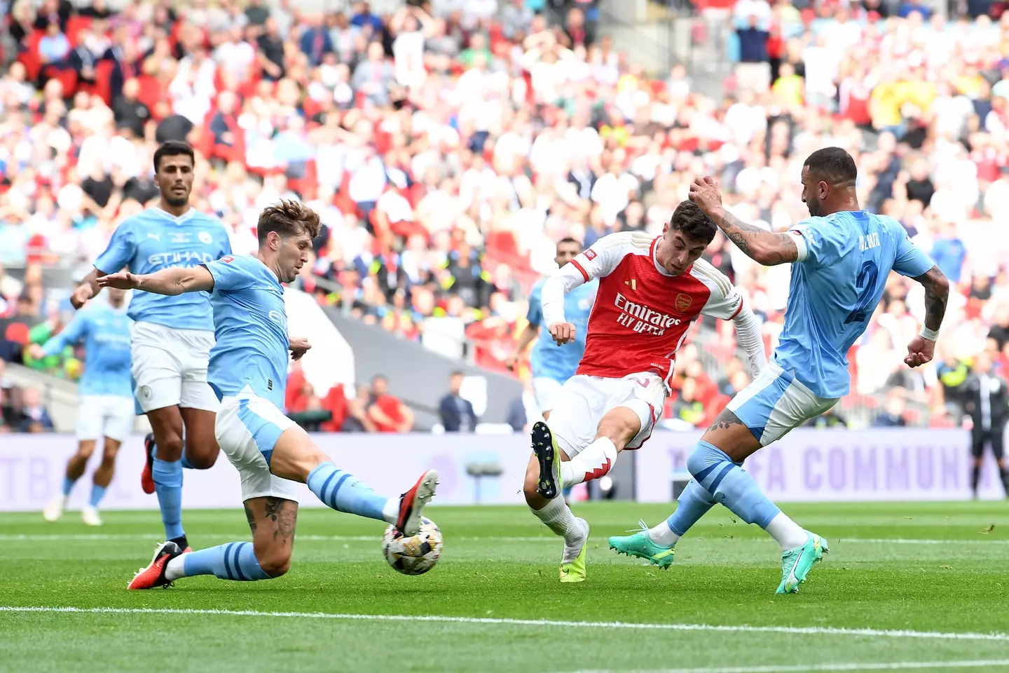 Arsenal beat Manchester City in the Community Shield at the start of the season. (