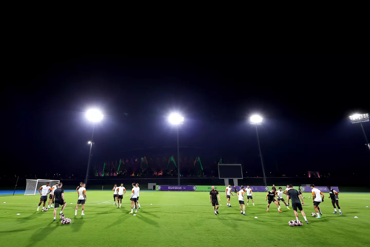 Manchester City train ahead of their Club World Cup opener. Image: Getty
