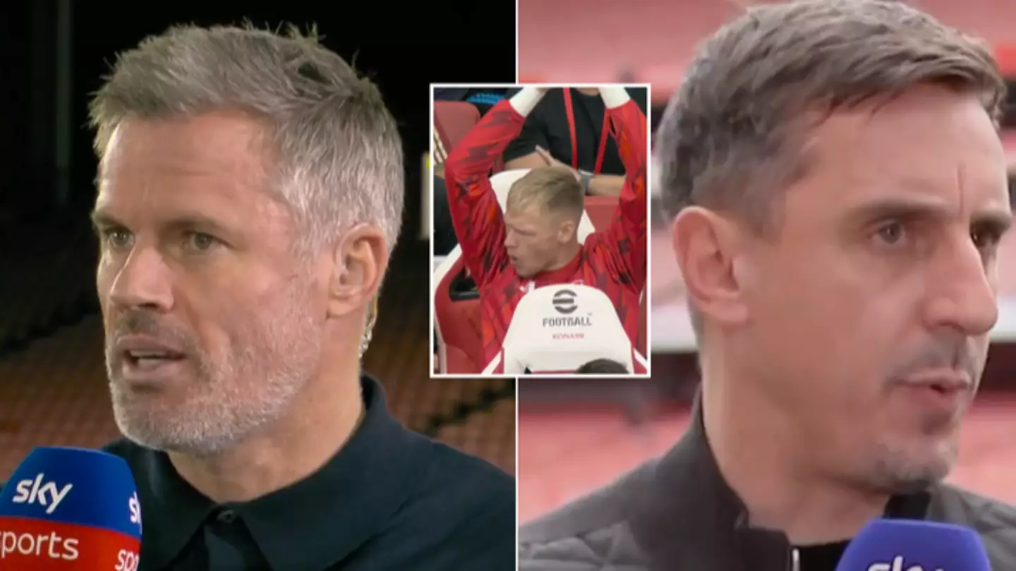 Gary Neville and Jamie Carragher question Aaron Ramsdale’s reaction to David Raya’s stunning save