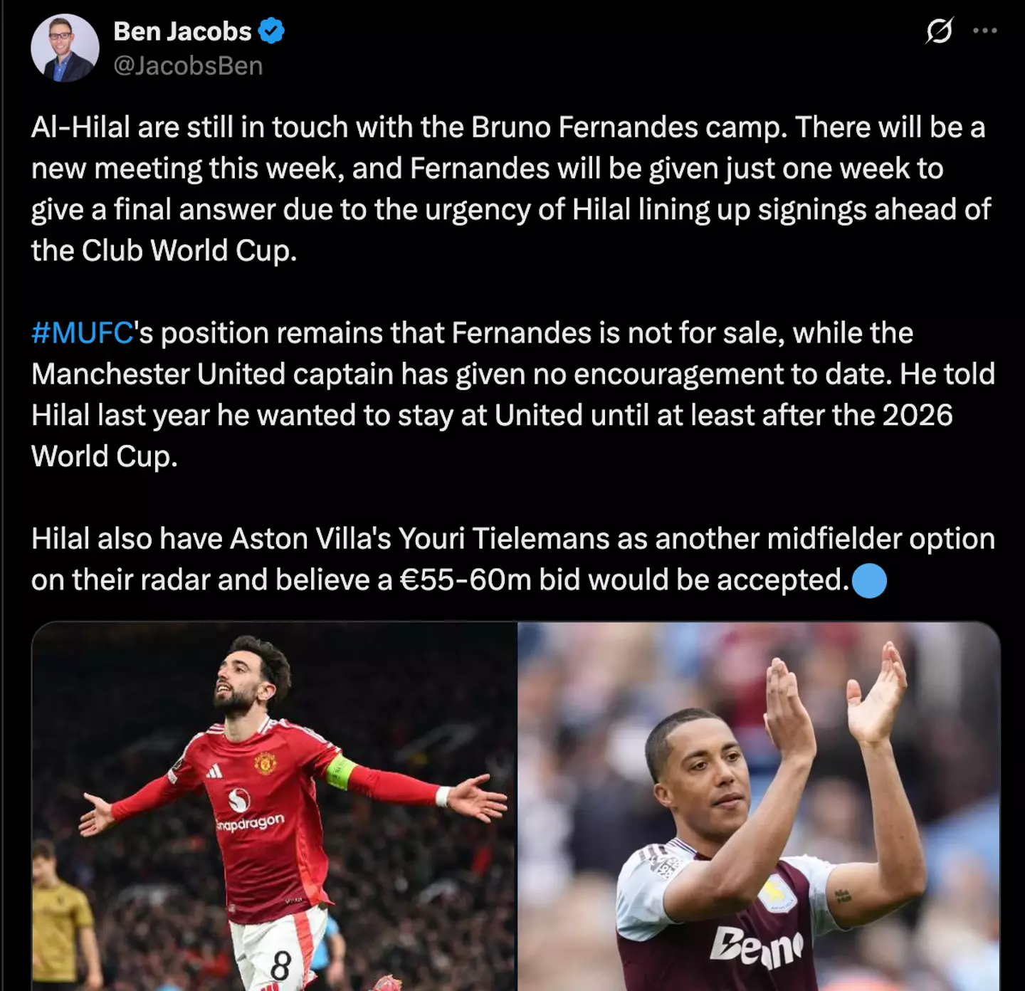 Fernandes' future has taken a new twist (Image: Twitter/@BenJacobs)