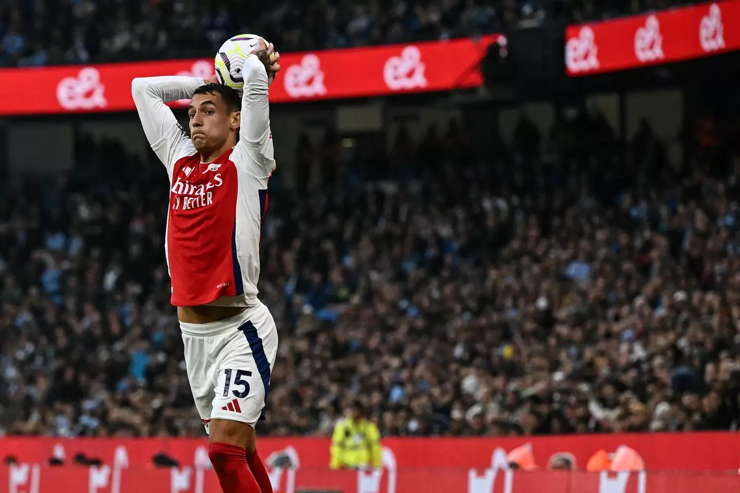 Jakub Kiwior in action for Arsenal this season- Getty