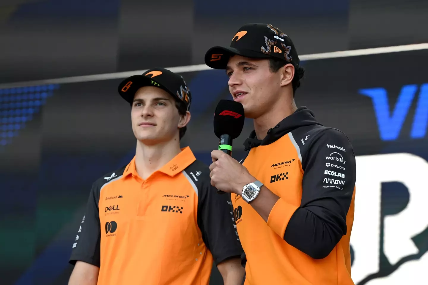 Lando Norris and Oscar Piastri are looking to hold off the challenge of Max Verstappen. Image: Getty