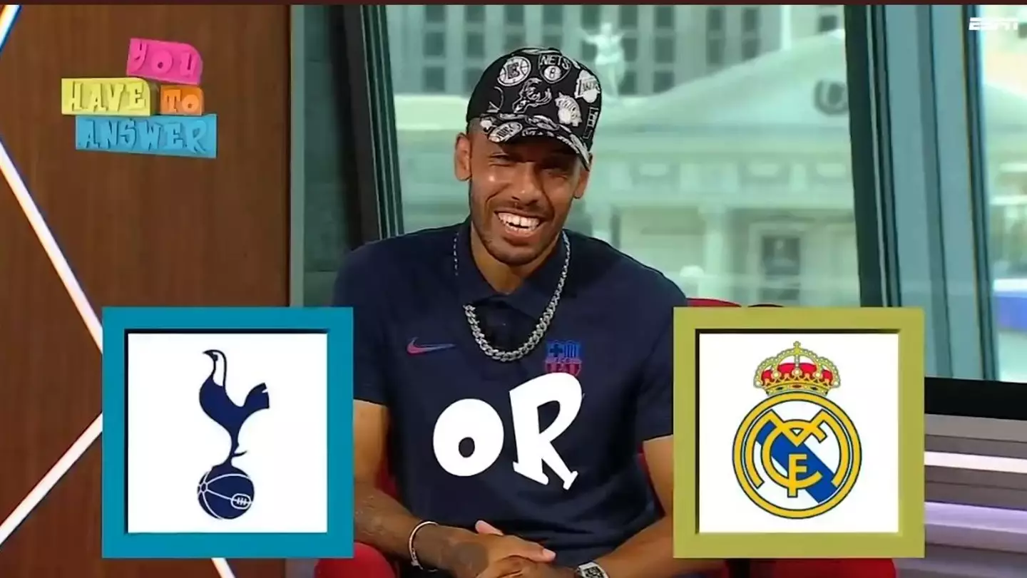 Barcelona's Pierre-Emerick Aubameyang asked to pick between Tottenham and Real Madrid