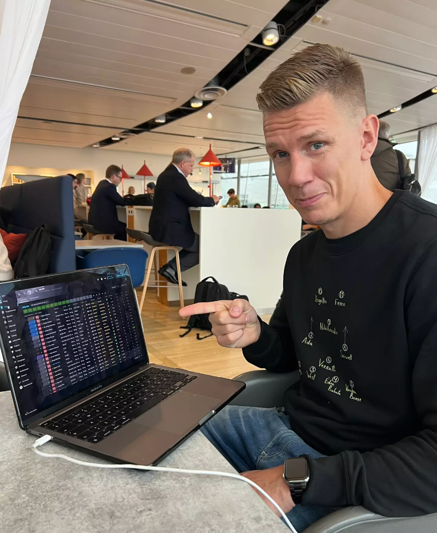 Former Sweden international Pontus Wernbloom still plays plenty of Football Manager, even at the airport.
