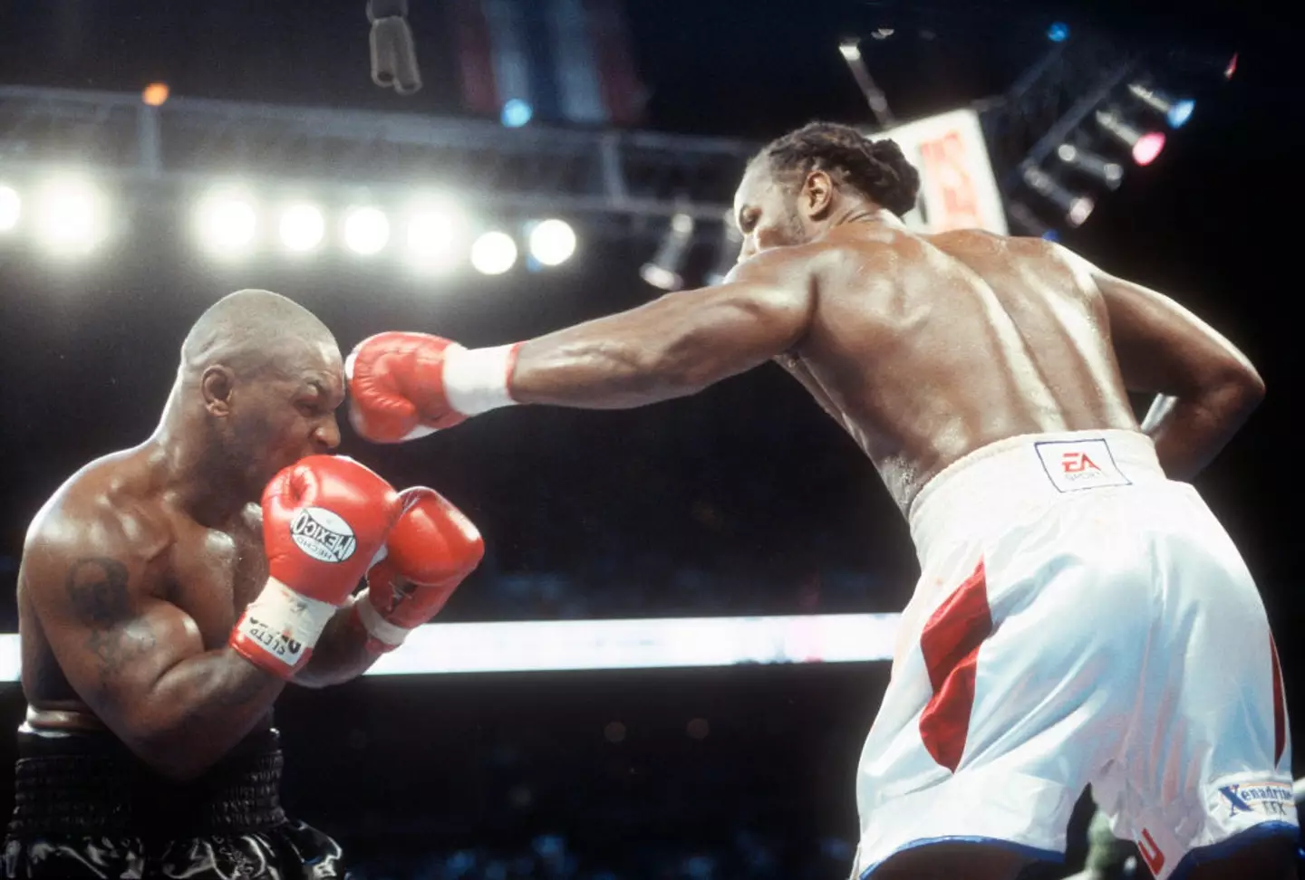 Lennox Lewis fought against Mike Tyson in 2002 (Credit:Getty)