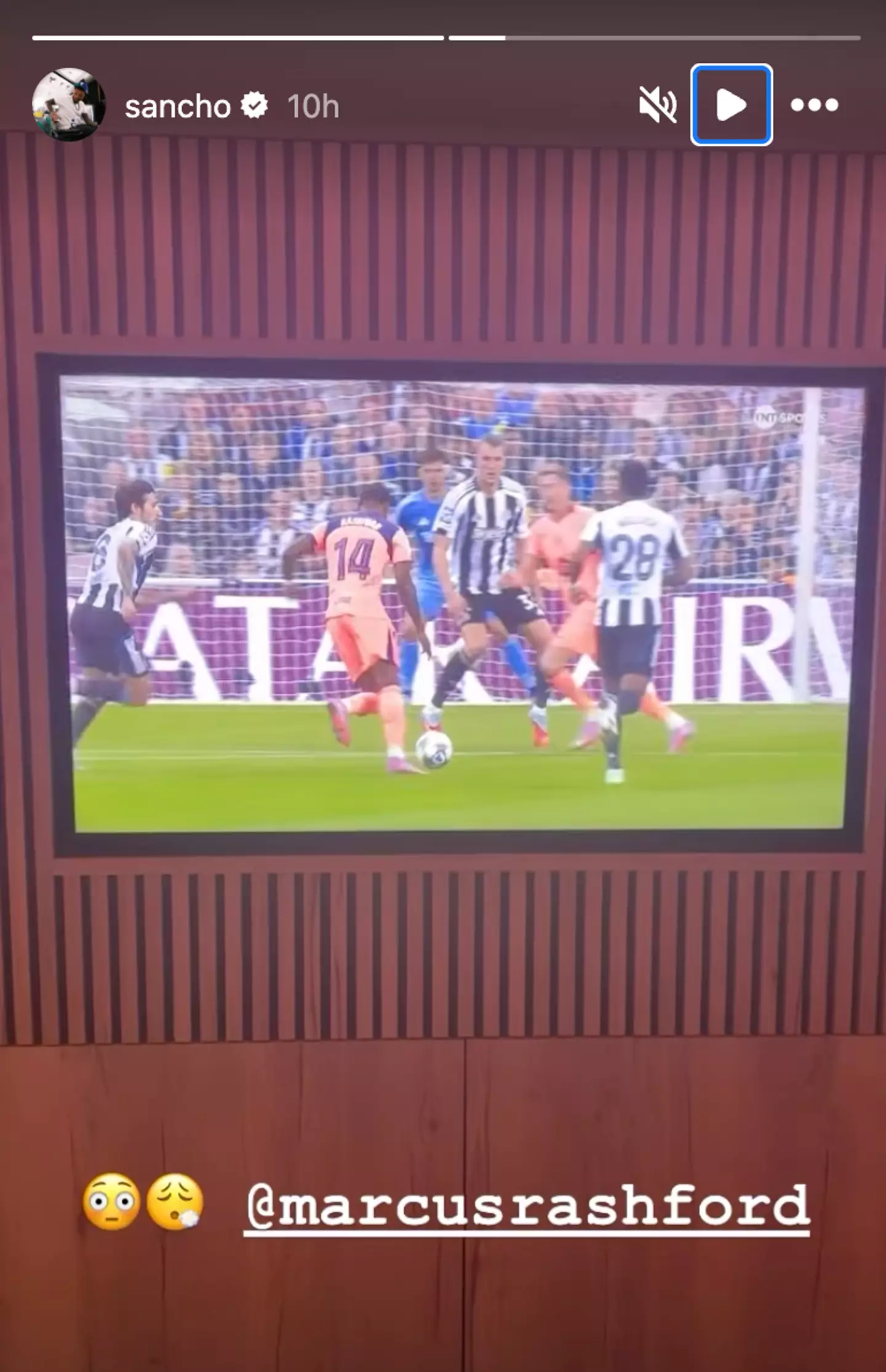 Sancho dedicated an Instagram story post to his teammate. Image credit: Instagram/sancho