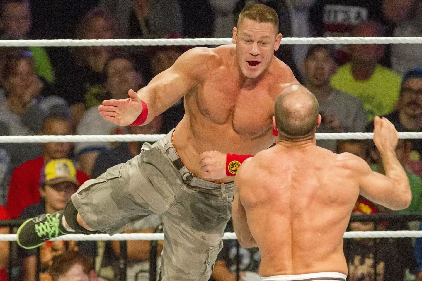 Cena in the ring against former WWE superstar Cesaro. (Image