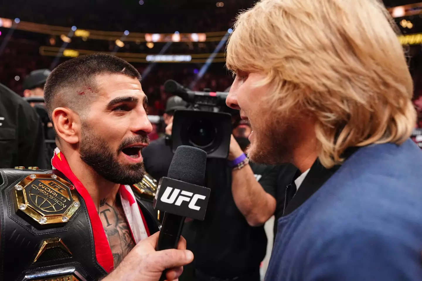 Pimblett got in the Octagon and confronted Topuria back in June. Image: Getty