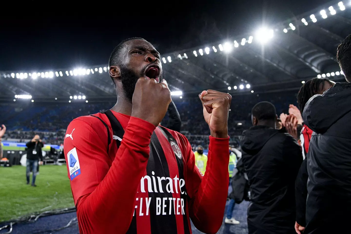 Tomori celebrates after AC Milan beat Lazio on Sunday. Image: PA Images