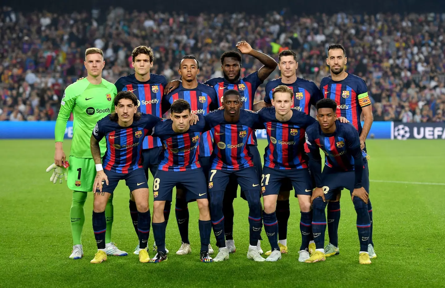 The Barcelona squad ahead of their game with Bayern Munich. (Image