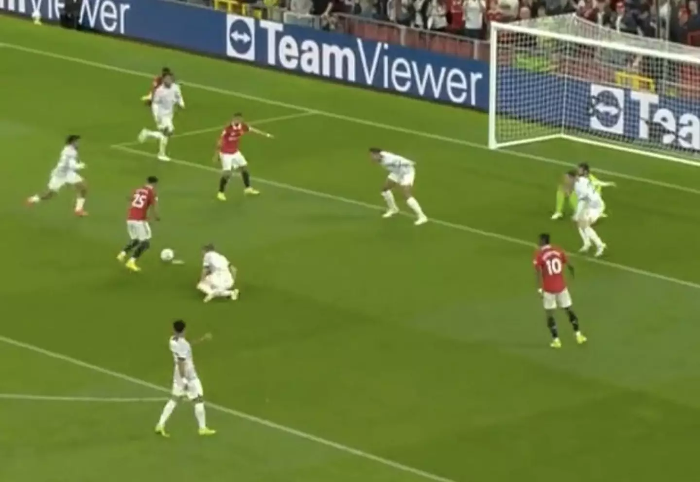 Van Dijk was blamed for Jadon Sancho's goal. Image: Sky Sports