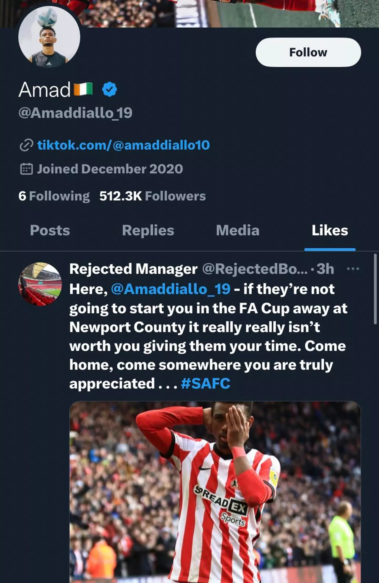 The post, which has since been unliked. (Image