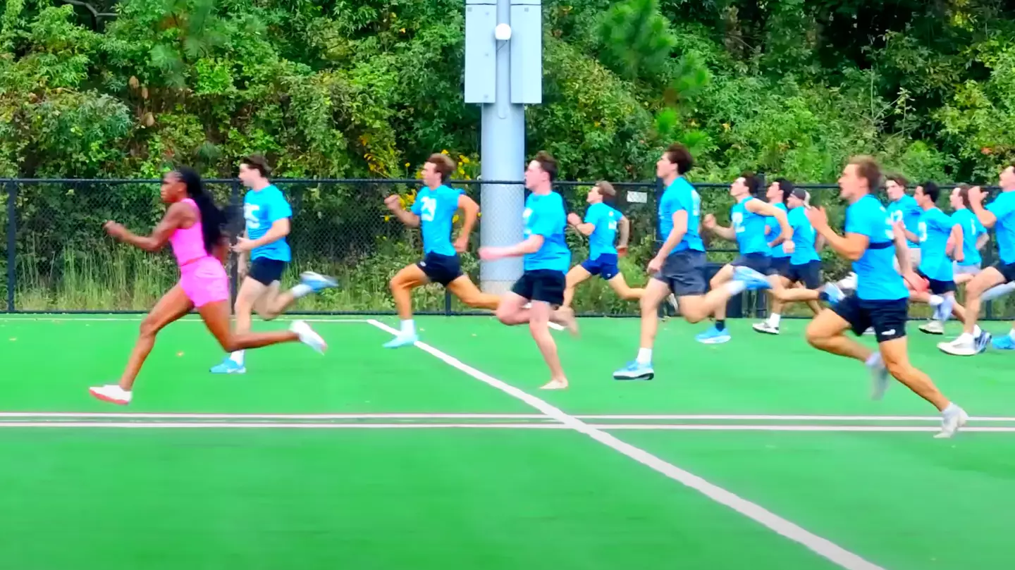100 Men vs 'World’s Fastest Woman' Challenge for $100,000 Is Wild