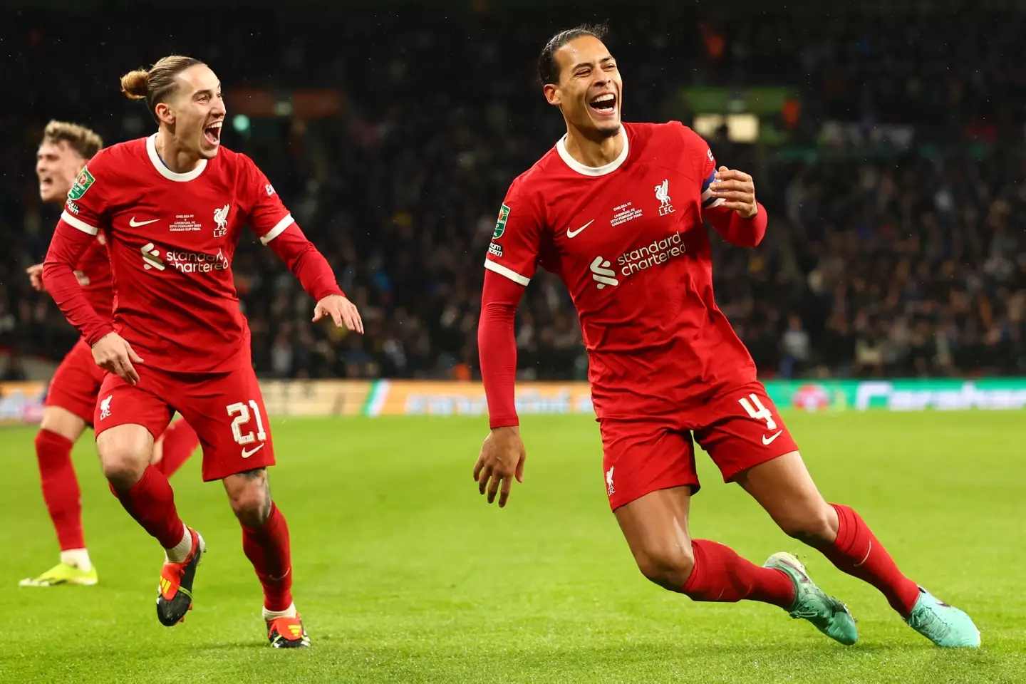 Virgil van Dijk and Kostas Tsimikas of Liverpool. (