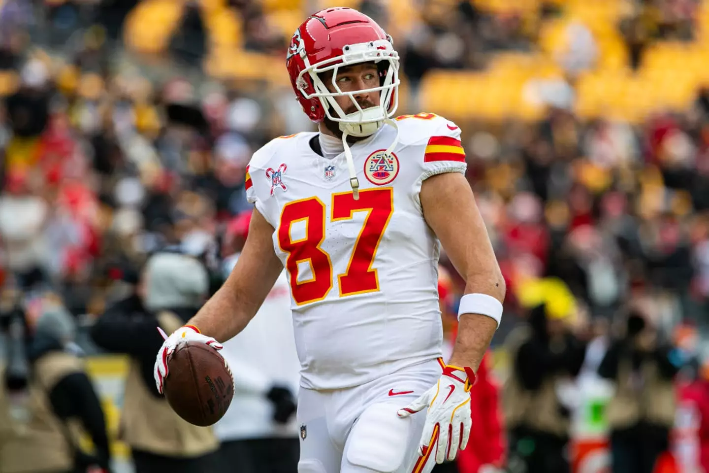 Travis Kelce scored a touchdown in Kansas City Chiefs' recent game against Pittsburgh Steelers. (Image: Getty)